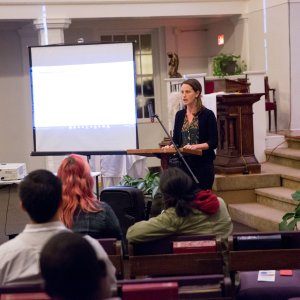 An advocate speaking to attendees about racial disparities at our 2017 event in New Orleans.